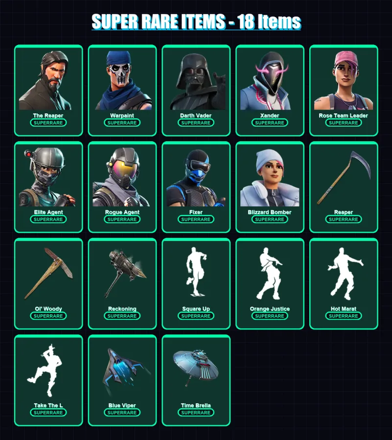 [PC/XBOX/PSN] | Polo Prodigy | The Reaper | Warpaint | Darth Vader | Xander | 359 skin | 322 pickaxe | 324 emote | 234 glider | Lv4137