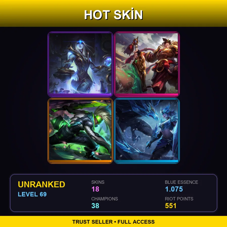 LAN | Lv69 | Unranked | 18 Skin | 38 Champ with Kindred