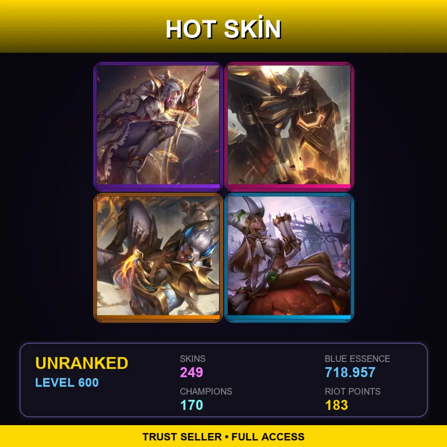 TR | Lv600 | Unranked | 249 Skin | 170 Champ