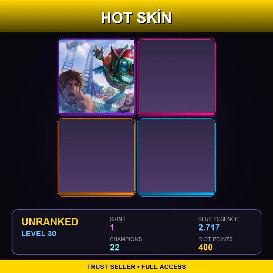 OCE | Lv30 | Unranked | 1 Skin | 22 Champ — Unranked / Smurf League of Legends