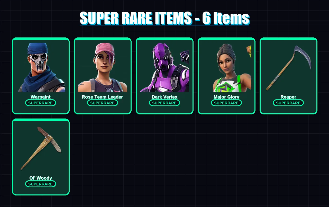 [PS4/PS5/XBOX/PC] | Warpaint | Rose Team Leader | Dark Vertex | Major Glory | Predator | 124 skin | 117 pickaxe | 139 emote | 90 glider | Lv1469