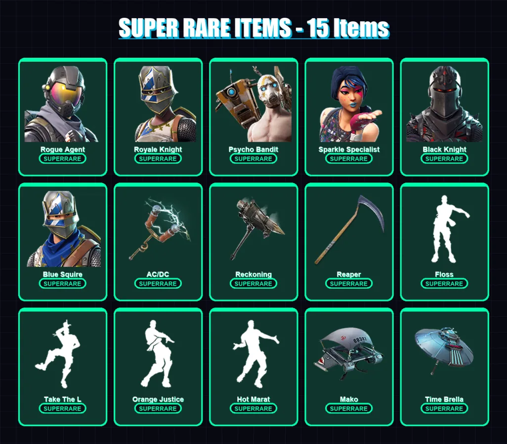[PC/XBOX/PSN] | Rogue Agent | Royale Knight | Psycho Bandit | Sparkle Specialist | Black Knight | 78 skin | 57 pickaxe | 60 emote | 55 glider | Lv97