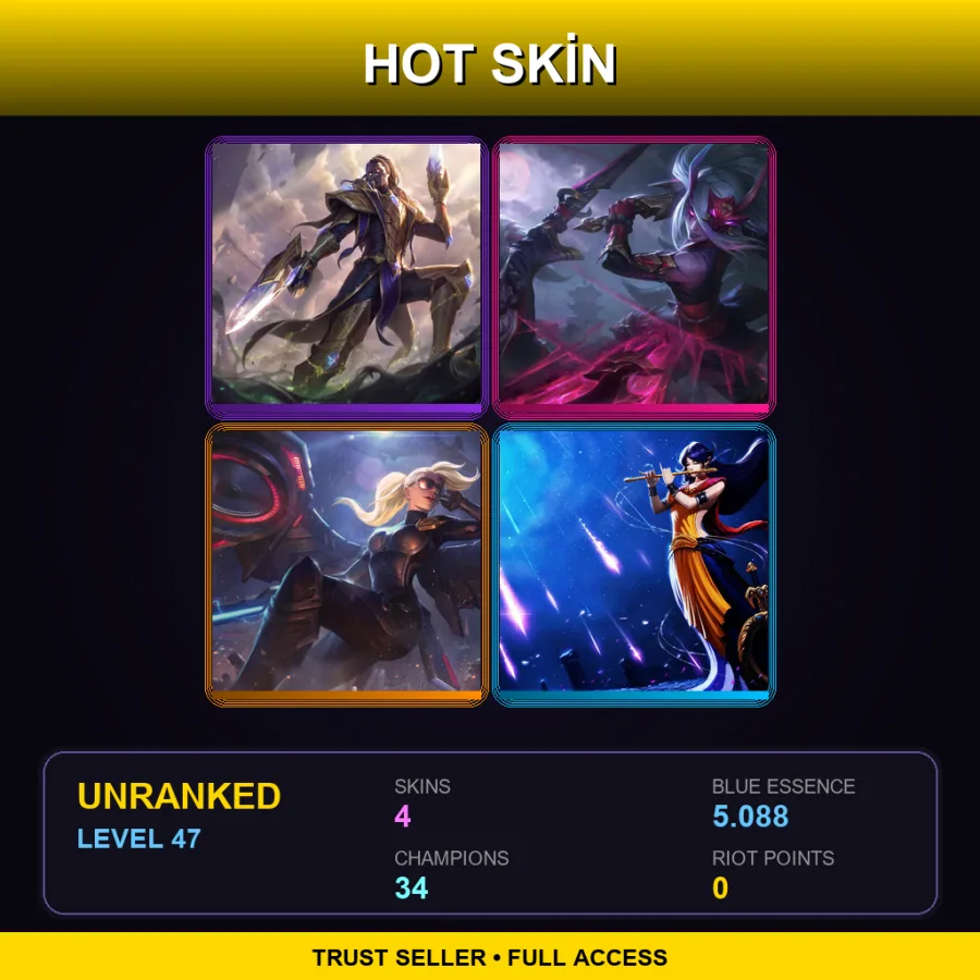 BR | Lv47 | Unranked | 4 Skin | 34 Champ