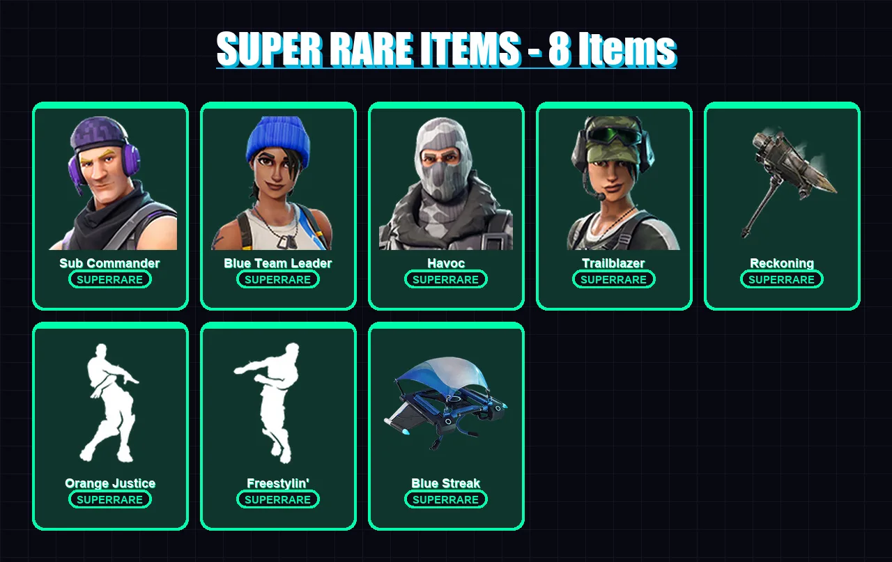 [PC/XBOX/PSN] | Sub Commander | Blue Team Leader | Havoc | Trailblazer | Vegeta | 46 skin | 27 pickaxe | 35 emote | 32 glider | Lv451