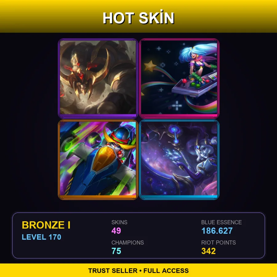 EUW | Lv170 | Bronze I | 49 Skin | 75 Champ