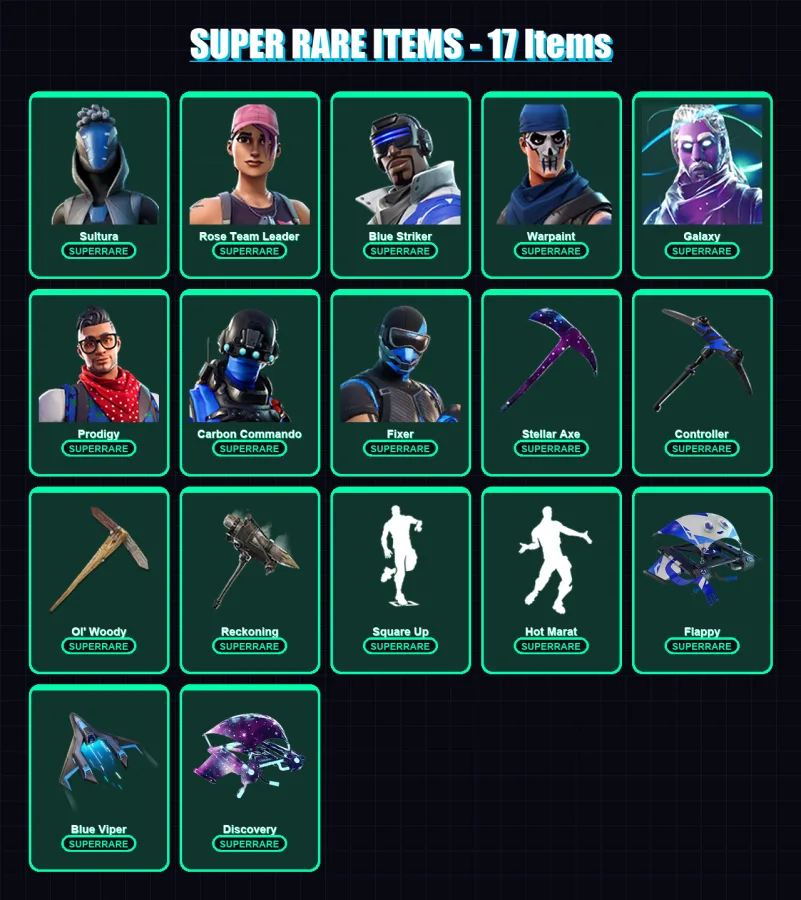 [PS4/PS5/XBOX/PC] | Sultura | Rose Team Leader | Blue Striker | Warpaint | Galaxy | 48 skin | 41 pickaxe | 49 emote | 45 glider | Lv478 — Game account