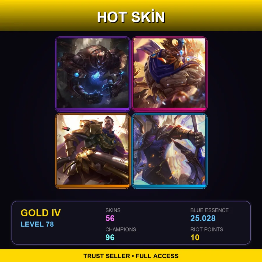 EUW | Lv78 | Gold IV | 56 Skin | 96 Champ