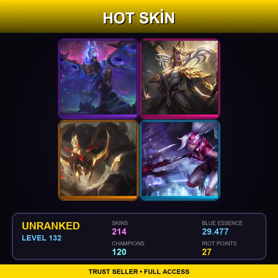 EUW | Lv132 | Unranked | 214 Skin | 120 Champ