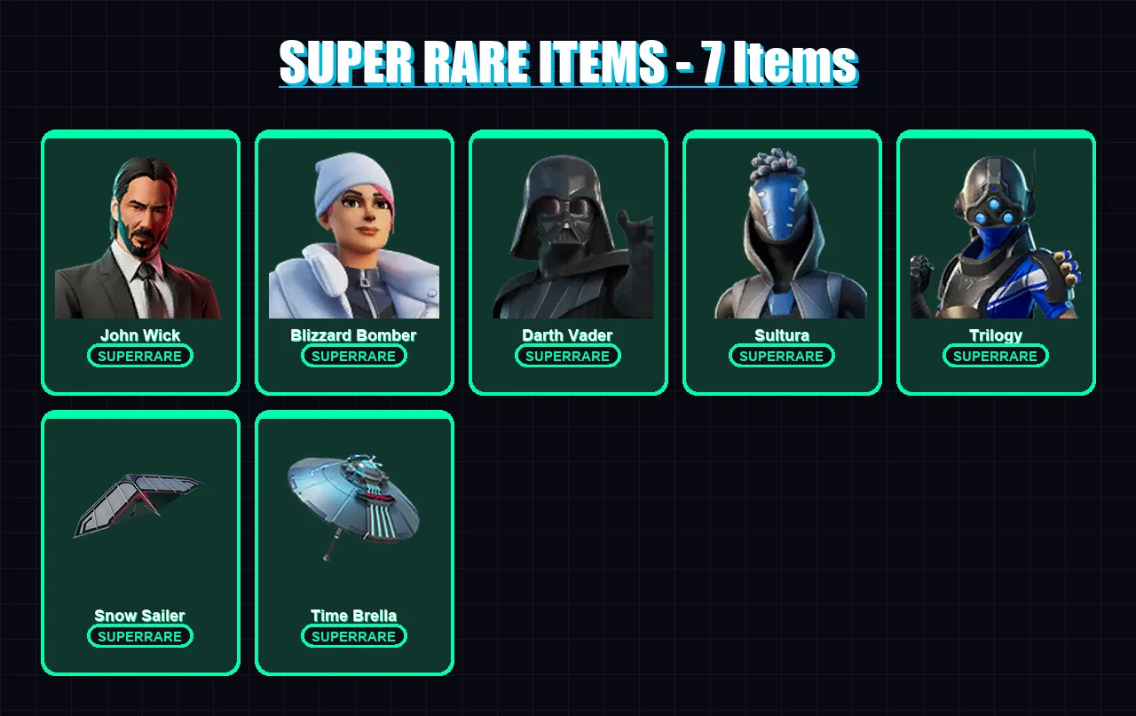 [PS4/PS5/XBOX/PC] | John Wick | Blizzard Bomber | Darth Vader | Sultura | Trilogy | 389 skin | 411 pickaxe | 332 emote | 214 glider | Lv2847