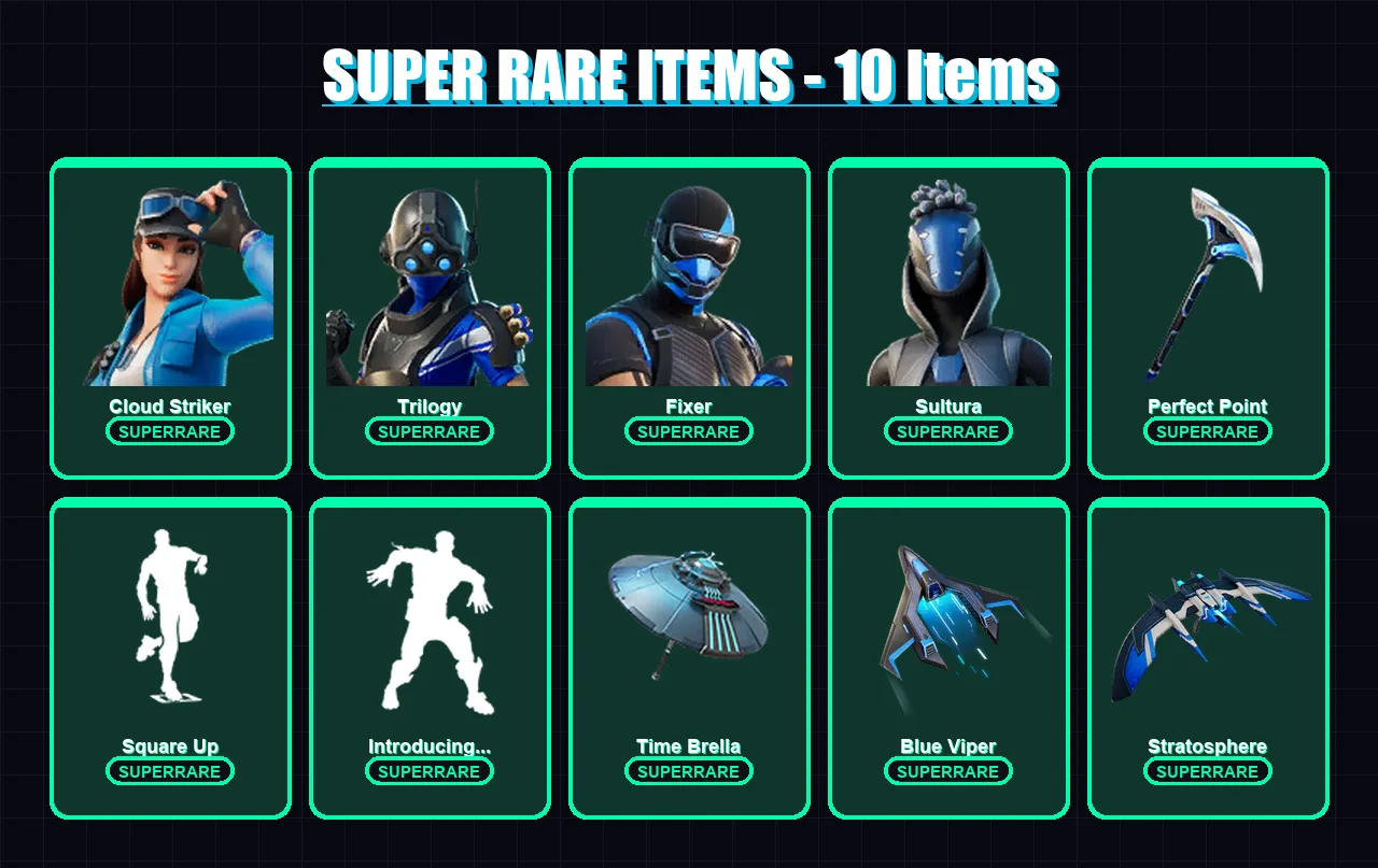 [PS4/PS5/XBOX/PC] | Cloud Striker | Trilogy | Fixer | Sultura | Mandalorian | 38 skin | 62 pickaxe | 39 emote | 59 glider | Lv1024
