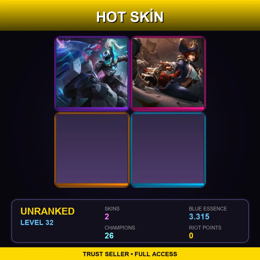 NA | Lv32 | Unranked | 2 Skin | 26 Champ