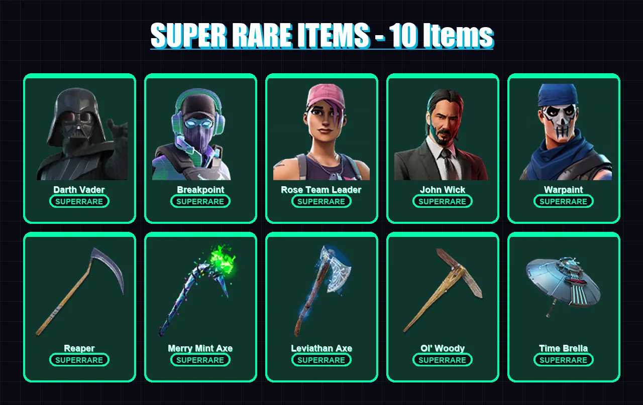 [PC/XBOX] | Darth Vader | Breakpoint | Rose Team Leader | John Wick | Warpaint | 353 skin | 326 pickaxe | 277 emote | 211 glider | Lv3420
