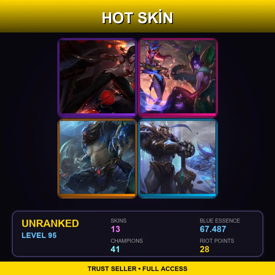 OCE | Lv95 | Unranked | 13 Skin | 41 Champ
