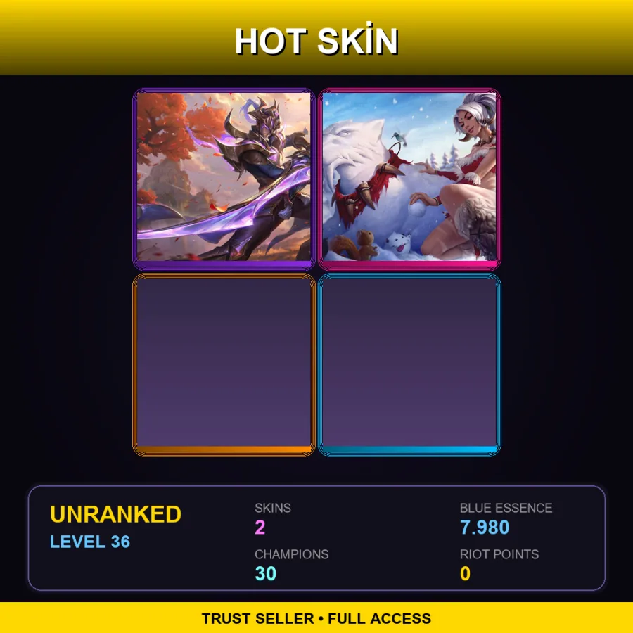 EUW | Lv36 | Unranked | 2 Skin | 30 Champ
