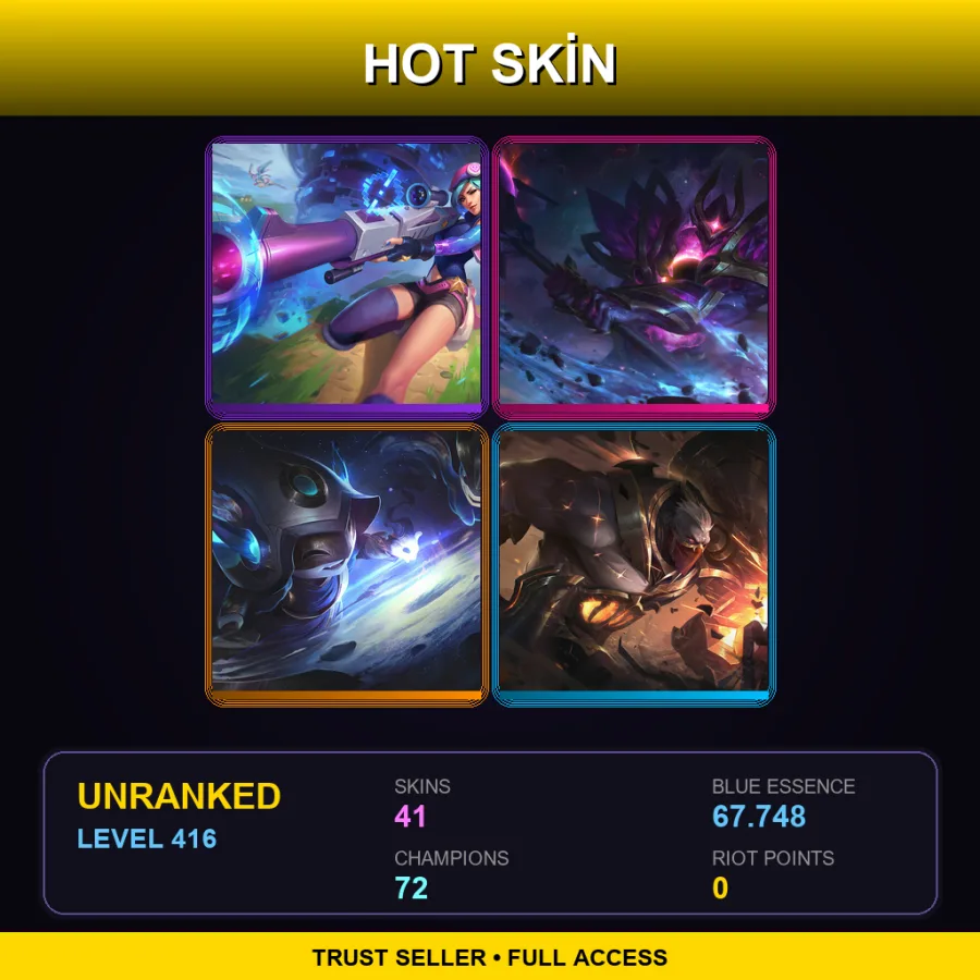 EUW | Lv416 | Unranked | 41 Skin | 72 Champ