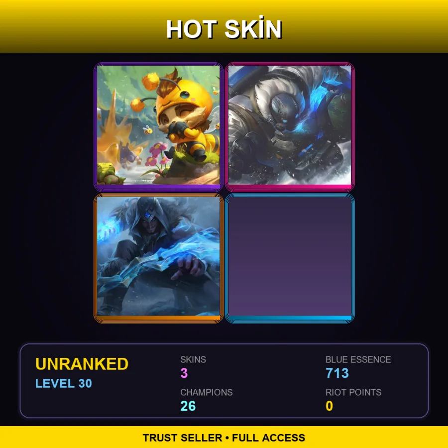 ME | Lv30 | Unranked | 3 Skin | 26 Champ