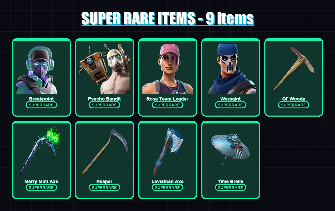 [PC/XBOX] | Breakpoint | Psycho Bandit | Rose Team Leader | Warpaint | The Scientist | 344 skin | 407 pickaxe | 296 emote | 306 glider | Lv4542