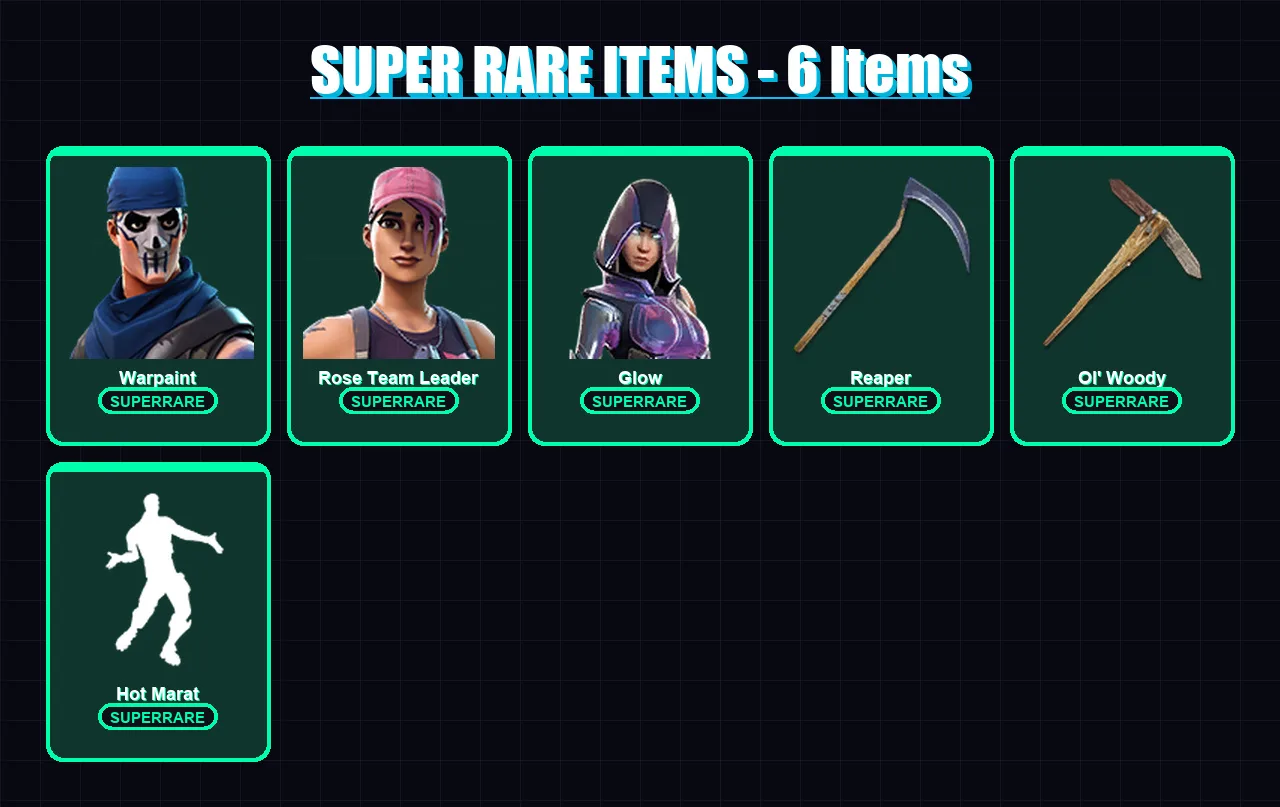 [PC/XBOX/PSN] | Warpaint | Rose Team Leader | Glow | Ruin | The Scientist | 97 skin | 125 pickaxe | 95 emote | 82 glider | Lv1070