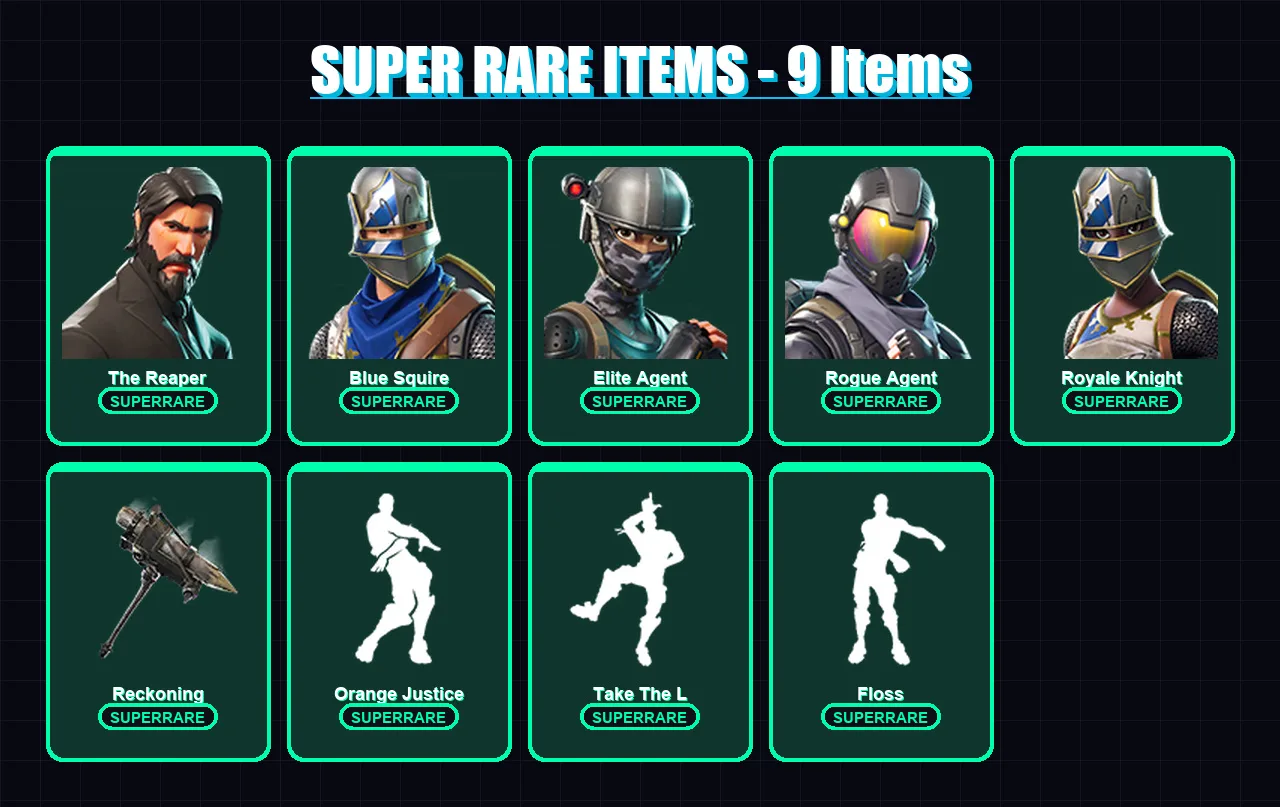 [PC/PSN] | The Reaper | Blue Squire | Elite Agent | Rogue Agent | Royale Knight | 58 skin | 35 pickaxe | 48 emote | 40 glider | Lv537