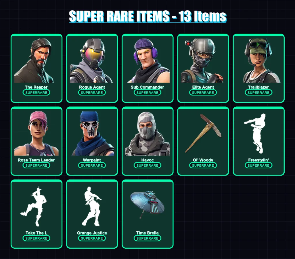 [PC/XBOX/PSN] | The Reaper | Rogue Agent | Sub Commander | Elite Agent | Trailblazer | 33 skin | 25 pickaxe | 33 emote | 28 glider | Lv340