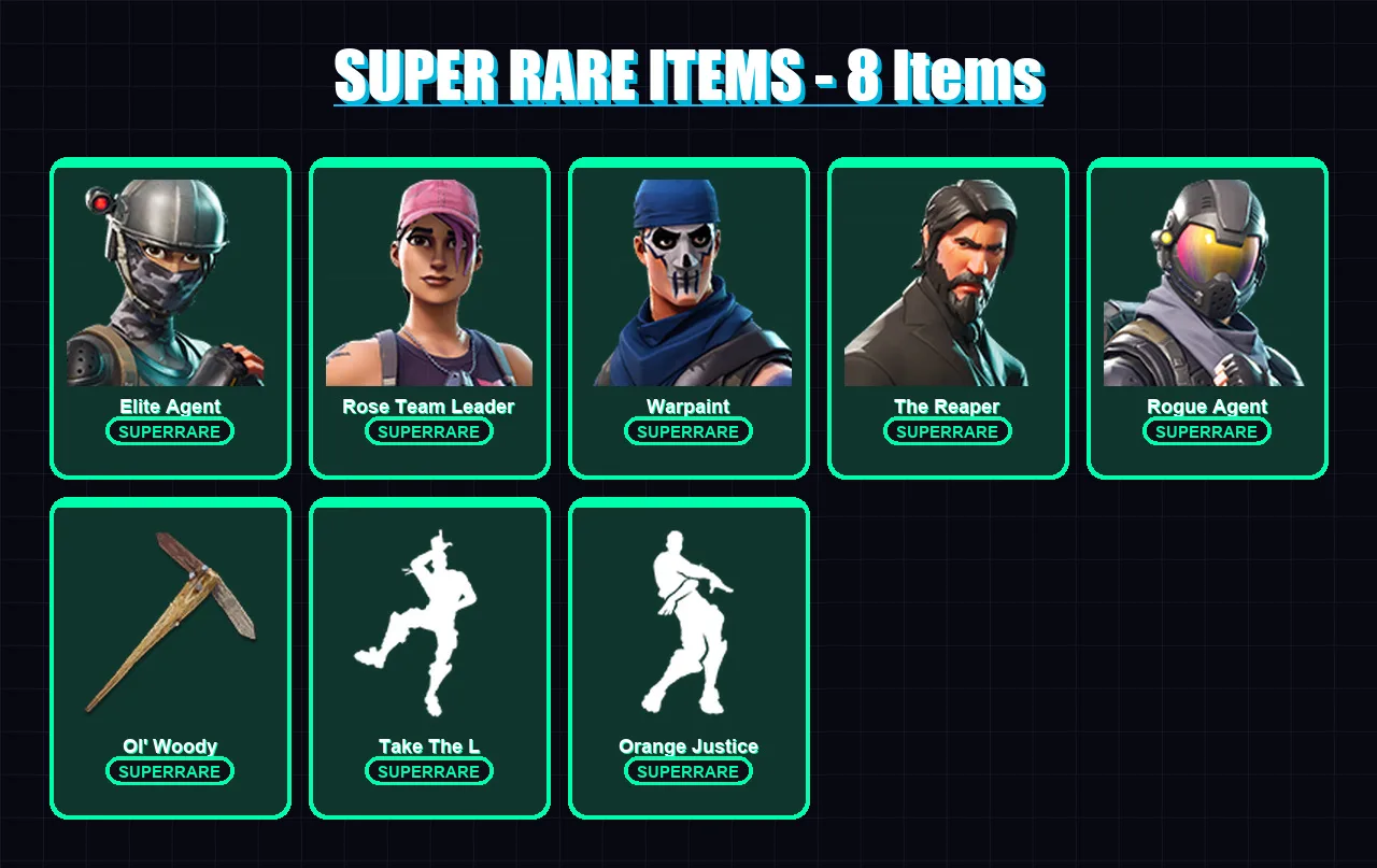 [PC/XBOX] | Elite Agent | Rose Team Leader | Warpaint | The Reaper | Rogue Agent | 24 skin | 19 pickaxe | 22 emote | 23 glider | Lv298