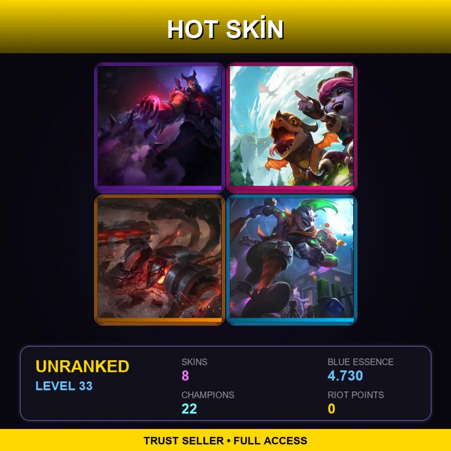 LAN | Lv33 | Unranked | 8 Skin | 22 Champ — Blood Moon Shen