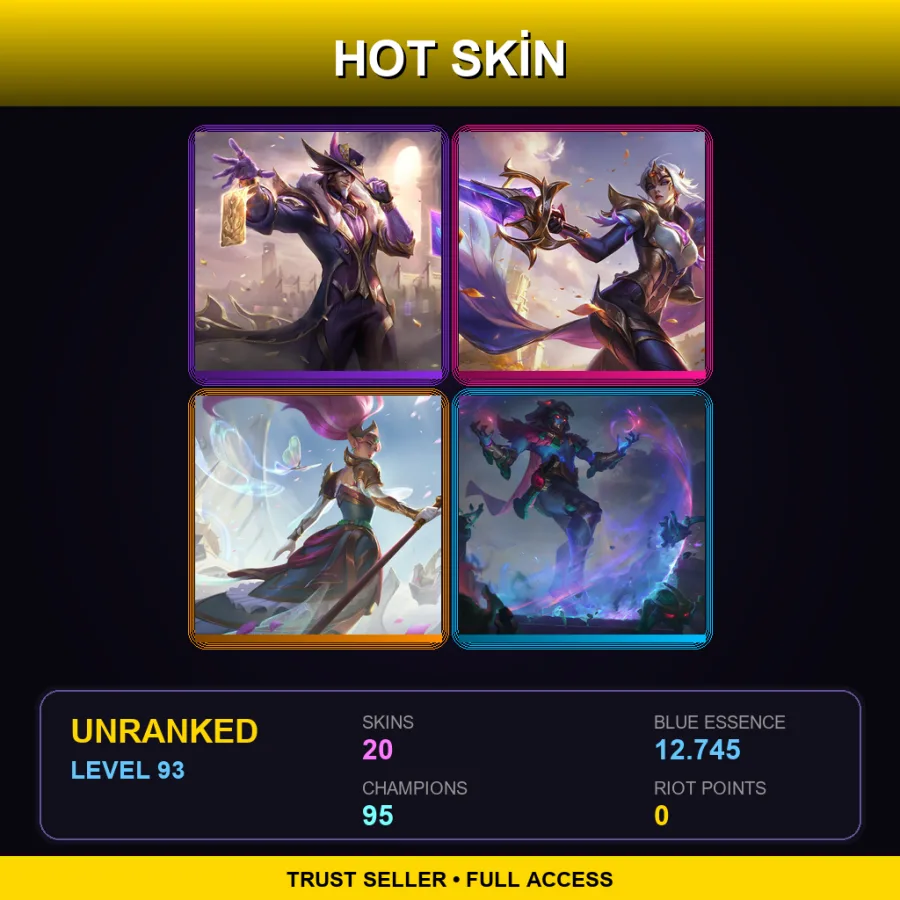 LAN | Lv93 | Unranked | 20 Skin | 95 Champ — LoL account