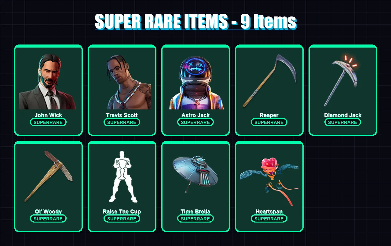 [PC/PSN] | John Wick | Travis Scott | Astro Jack | Luxe | Fallen Love Ranger | 214 skin | 191 pickaxe | 180 emote | 156 glider | Lv2588