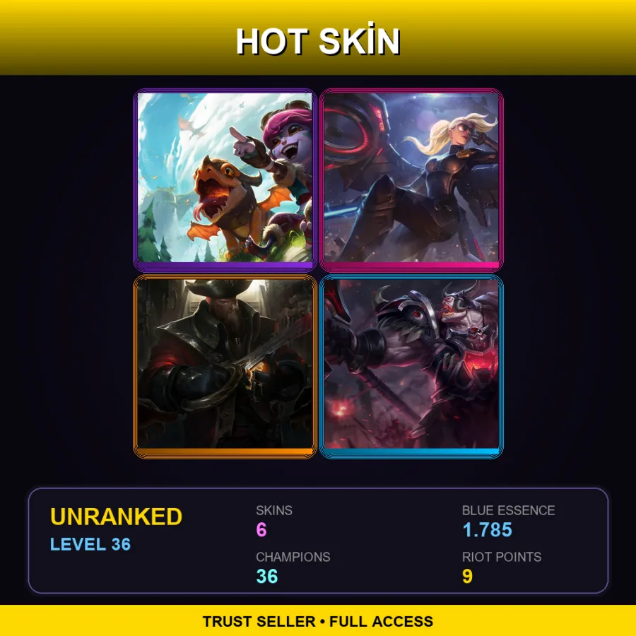 TR | Lv36 | Unranked | 6 Skin | 36 Champ — LoL account