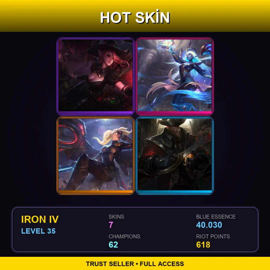 SG | Lv35 | Iron IV | 7 Skin | 62 Champ with Yone