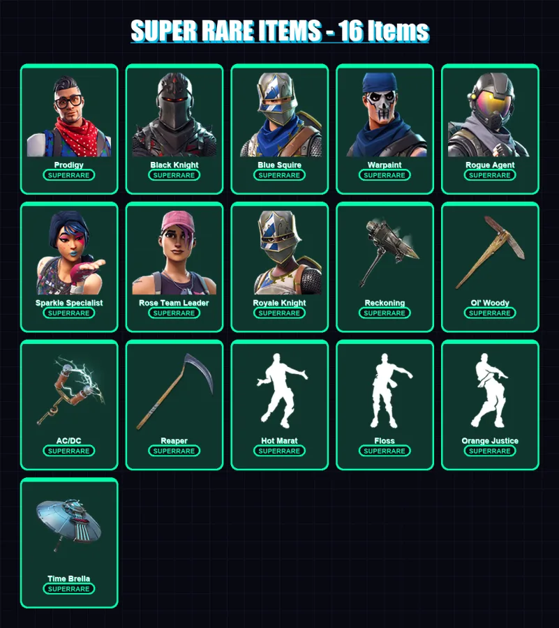 [PC/XBOX/PSN] | Prodigy | Black Knight | Blue Squire | Warpaint | Rogue Agent | 111 skin | 84 pickaxe | 103 emote | 102 glider | Lv1059