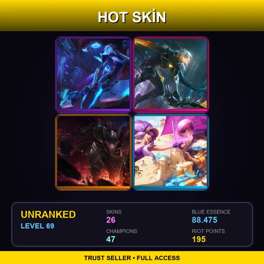 EUW | Lv69 | Unranked | 26 Skin | 47 Champ