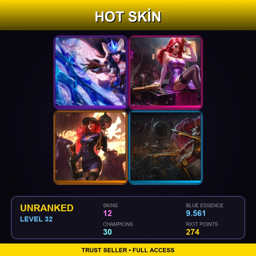 ME | Lv32 | Unranked | 12 Skin | 30 Champ — LoL account