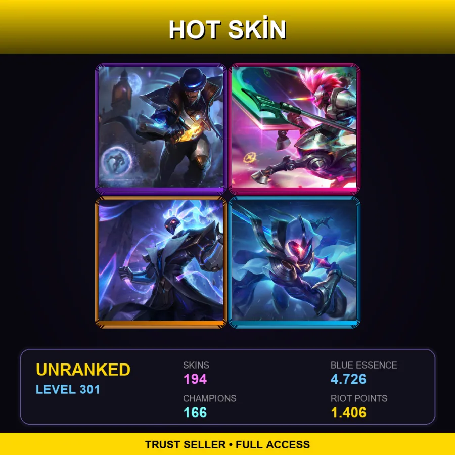 EUW | Lv301 | Unranked | 194 Skin | 166 Champ with Vayne