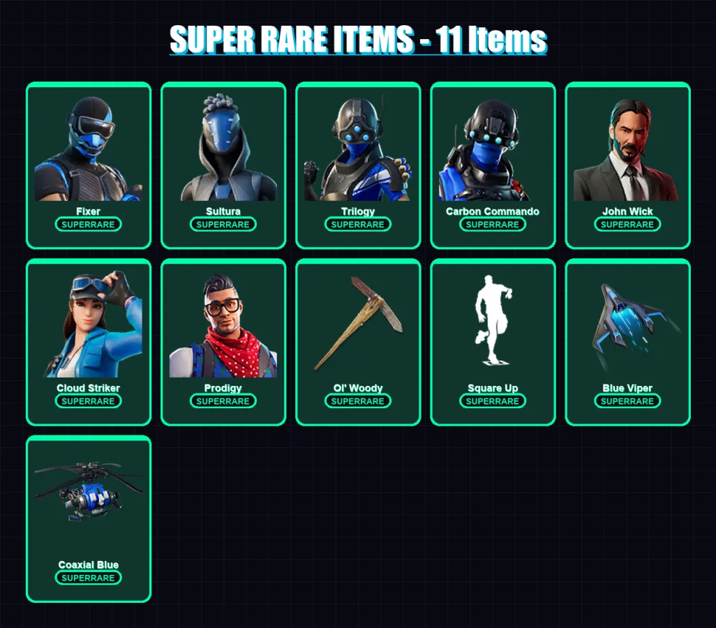 [PS4/PS5/XBOX/PC] | Fixer | Sultura | Trilogy | Carbon Commando | John Wick | 111 skin | 101 pickaxe | 92 emote | 83 glider | Lv1311 — Fortnite account