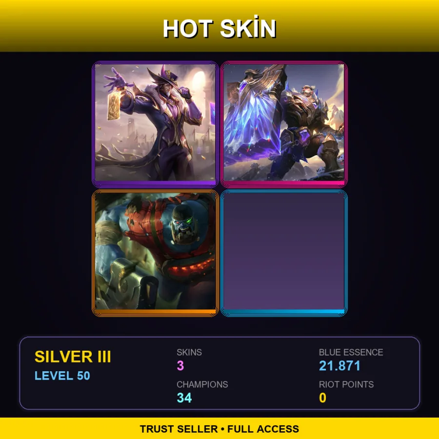 NA | Lv50 | Silver III | 3 Skin | 34 Champ