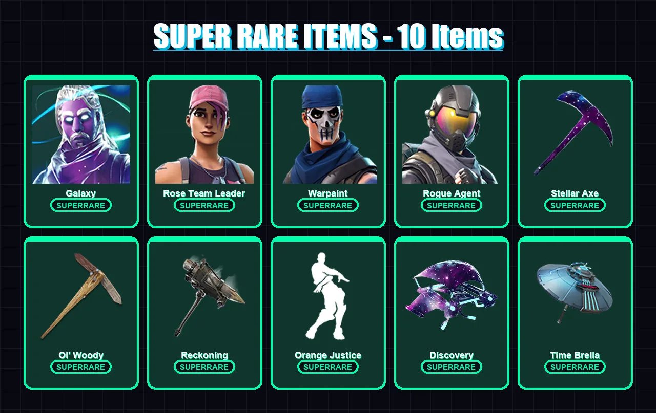 [PS4/PS5/PC] | Galaxy | Rose Team Leader | Warpaint | Rogue Agent | Deadpool | 109 skin | 94 pickaxe | 108 emote | 97 glider | Lv1224