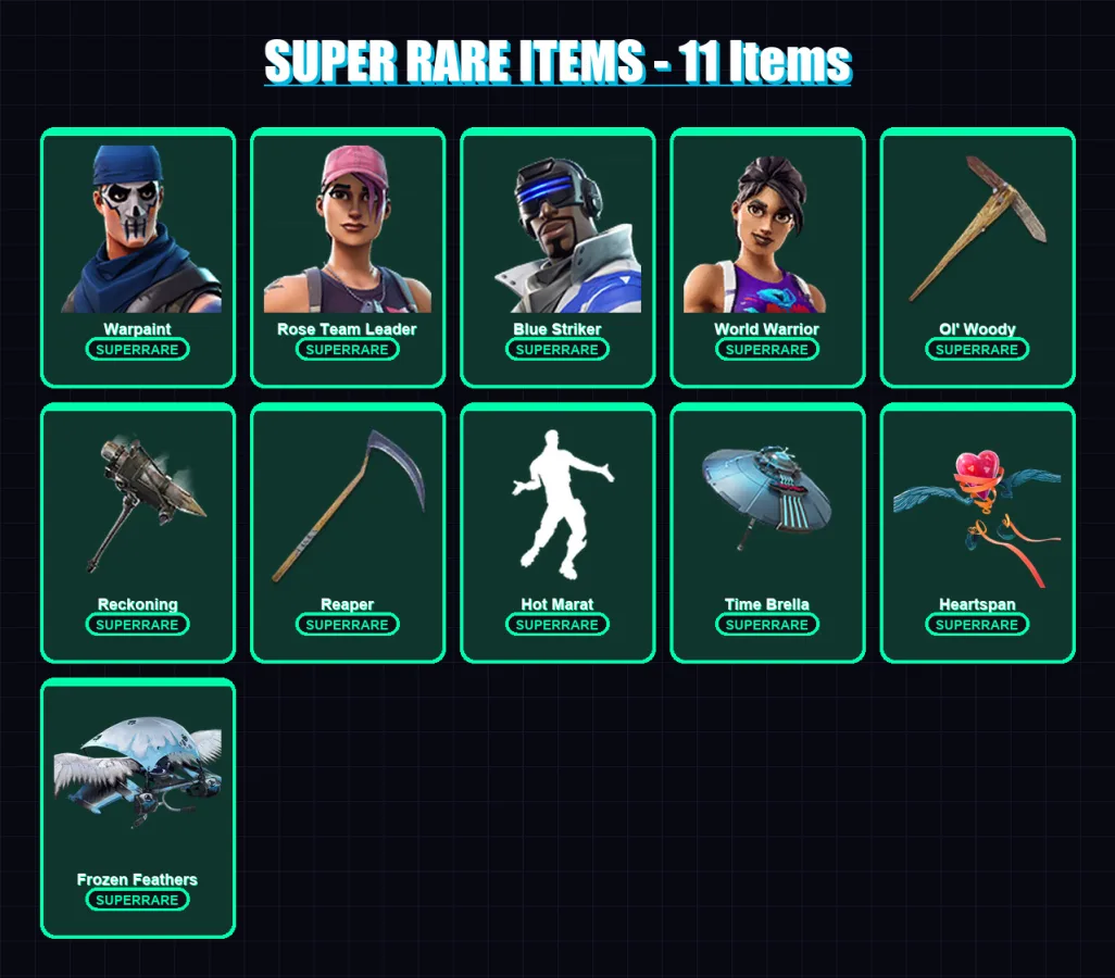 [PC/XBOX/PSN] | Warpaint | Rose Team Leader | Blue Striker | World Warrior | Zenith | 96 skin | 96 pickaxe | 88 emote | 97 glider | Lv1293