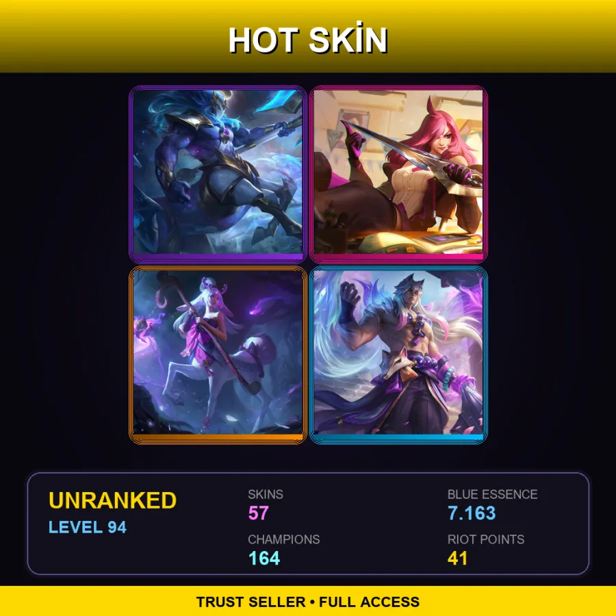 SG | Lv94 | Unranked | 57 Skin | 164 Champ