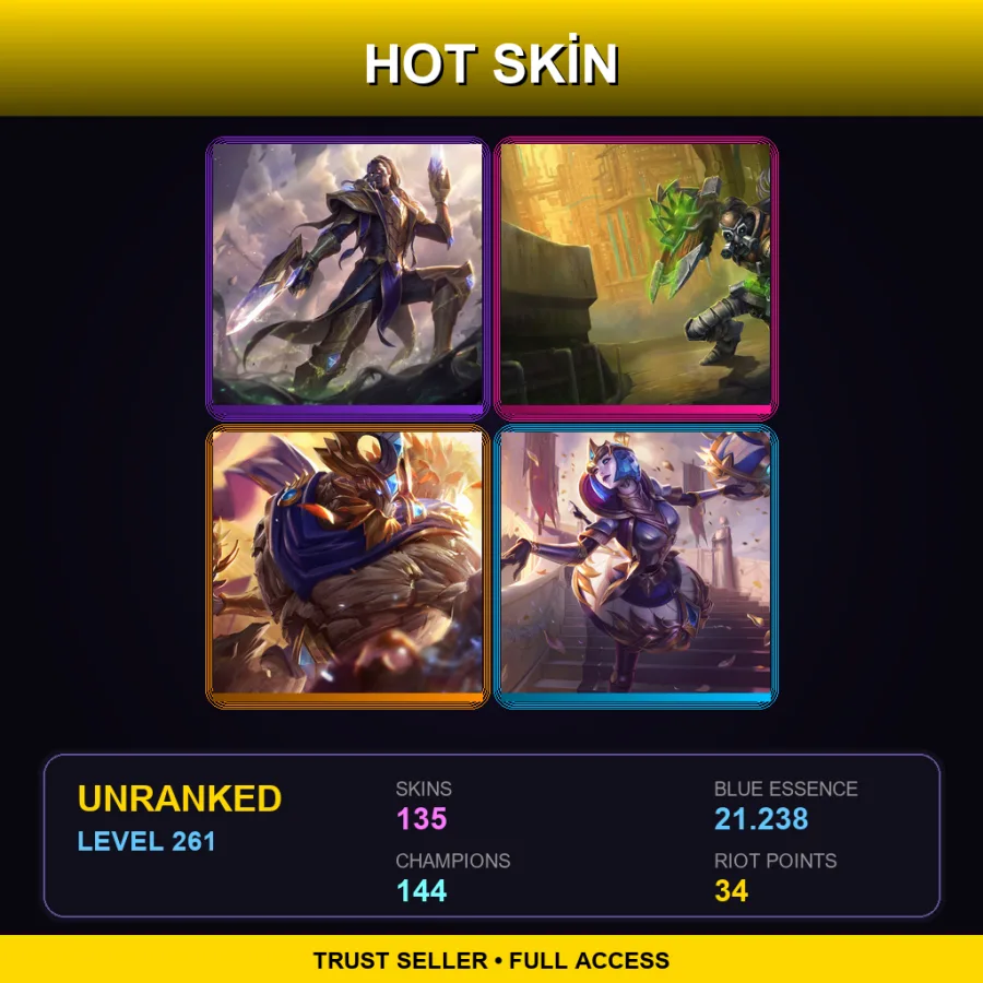 SG | Victorious Lucian | Hextech Singed | Victorious Maokai | Victorious Orianna | 135 Skin | 144 Champ | Lv261