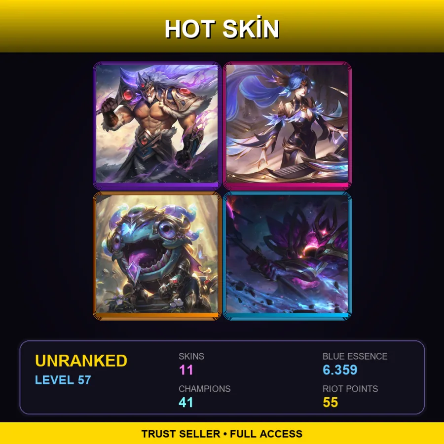 EUW | Lv57 | Unranked | 11 Skin | 41 Champ