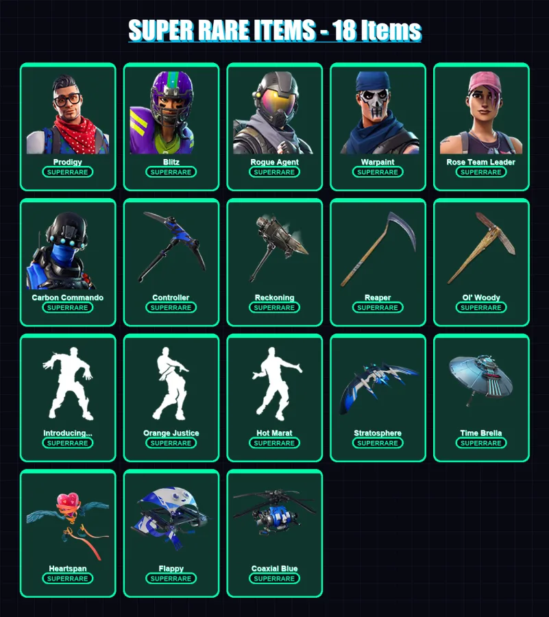 [PS4/PS5/XBOX/PC] | Prodigy | Blitz | Rogue Agent | Warpaint | Rose Team Leader | 124 skin | 125 pickaxe | 104 emote | 122 glider | Lv1449