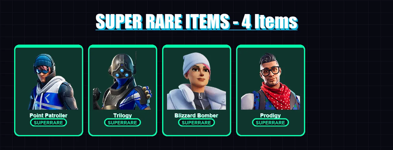 [PS4/PS5/XBOX/PC] | Point Patroller | Trilogy | Blizzard Bomber | Prodigy | Ark | 91 skin | 89 pickaxe | 80 emote | 61 glider | Lv1106