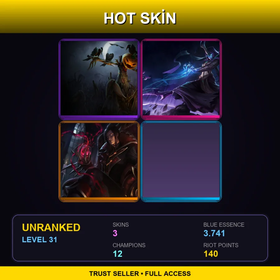 EUW | Lv31 | Unranked | 3 Skin | 12 Champ