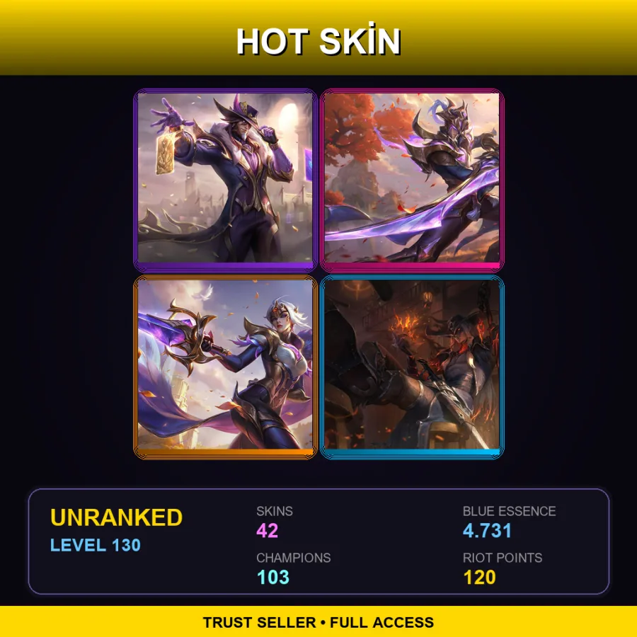 TR | Lv130 | Unranked | 42 Skin | 103 Champ — Crime City Nightmare Darius