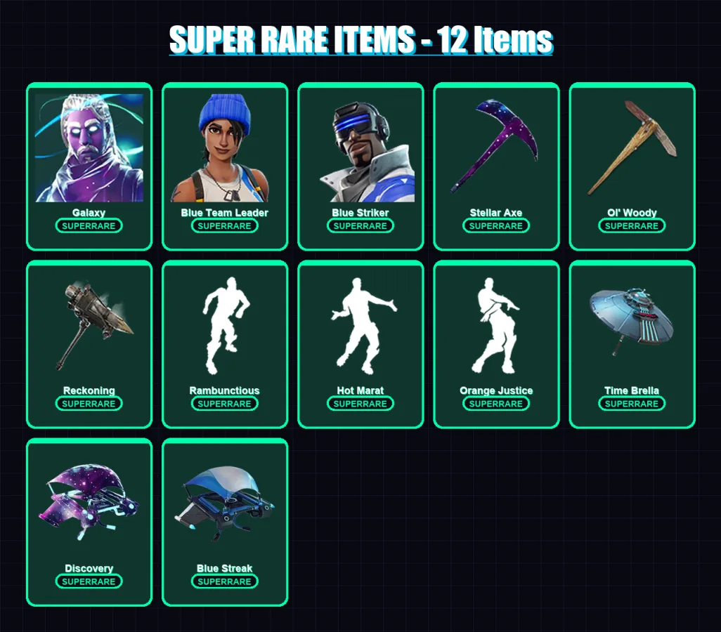 [PC] | Galaxy | Blue Team Leader | Blue Striker | Lynx | Ruin | 106 skin | 108 pickaxe | 112 emote | 96 glider | Lv1457 — Fortnite account