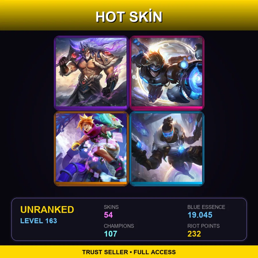 EUW | Lv163 | Unranked | 54 Skin | 107 Champ