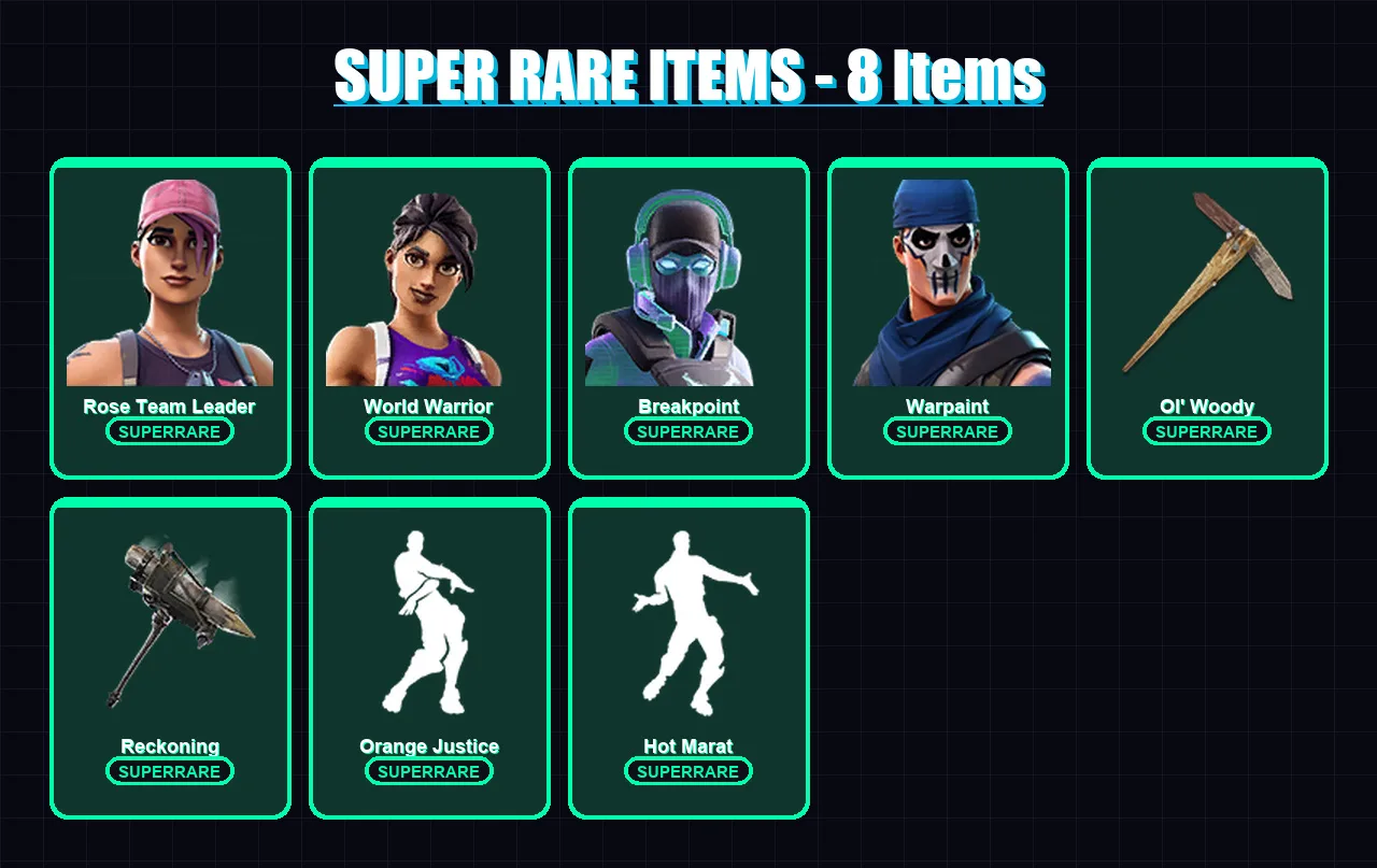 [PC/XBOX/PSN] | Rose Team Leader | World Warrior | Breakpoint | Warpaint | Drift | 117 skin | 75 pickaxe | 83 emote | 61 glider | Lv576