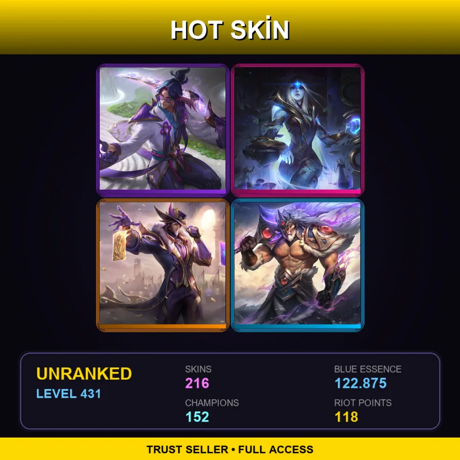 EUNE | Lv431 | Unranked | 216 Skin | 152 Champ — Battle Queen Qiyana