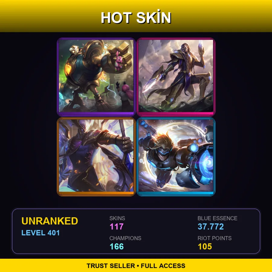 EUW | Lv401 | Unranked | 117 Skin | 166 Champ — Garen Skin 43